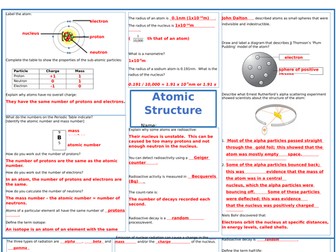 9-1 GCSE Atomic Structure Revision Mat (Radioactivity)