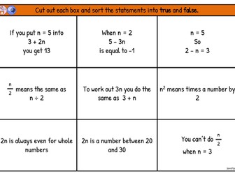 Algebra True or False Cards - Free Mastery Resource