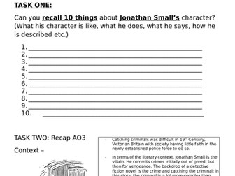 Sign of Four revision booklets - characters