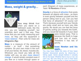 KS3 Forces Independent Revision & Flipped Learning (Gravity, Contact Forces, Speed and Pressure)