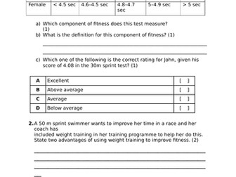 Exam Questions - Physical Training GCSE PE