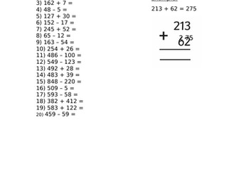 Addition and Subtraction Column Method
