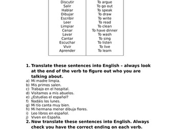 Conjugating regular verbs in present