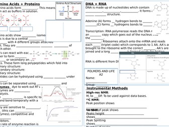 OCR B Salters Chemistry- Polymers for life revision mat