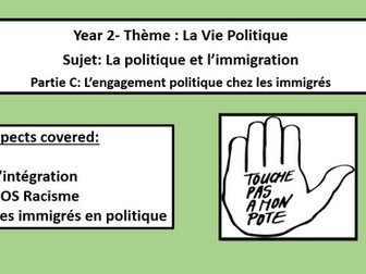 La Politique et l'Immigration- Engagement politique chez les immigrés- French A Level/ y2