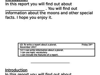 Solar System Facts and Report Writing