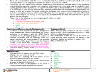 AQA Power and Conflict Poetry Complete Unit of Work - Plan
