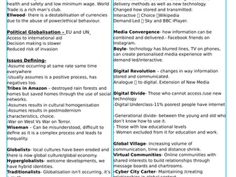 Sociology, OCR, A-Level, Unit 3A - Globalisation Revision Pack.