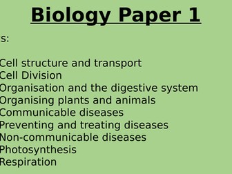 AQA Biology Paper 1 Knowledge Organiser Booklet