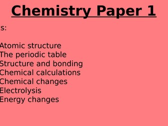 AQA Chemistry Paper 1 - Knowledge Organiser Booklet