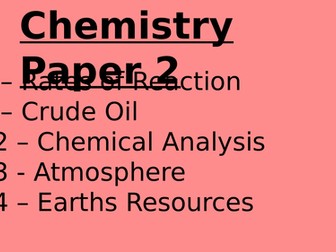 AQA Chemistry Paper 2 - Knowledge Organiser booklet