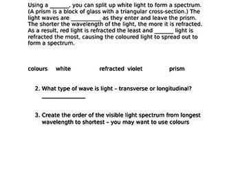 Visible light - electromagnetic spectrum
