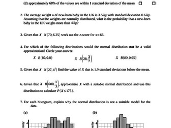 Normal distribution (new A level maths) - notes, examples, exercises and a homework/test