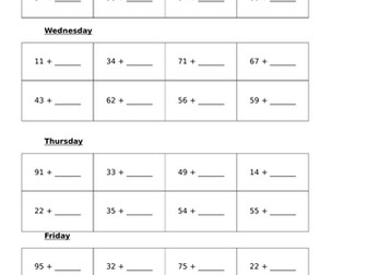 Number bonds to 100 daily grids