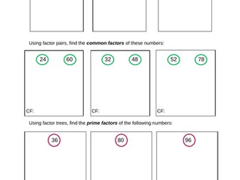 Factors, Primes and Multiples