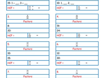 Simplify fractions with highest common factors