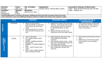 Hockey five week Lesson plans