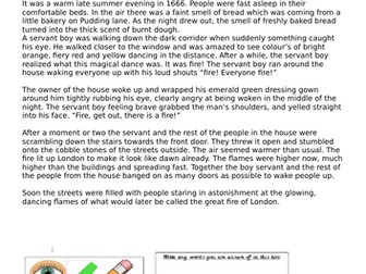 Great fire of London reading comprehension