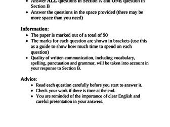 Edexcel IGCSE English Language A practice Paper 1