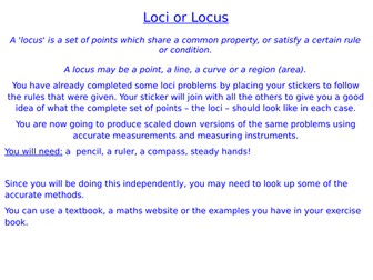 Loci practical indoor activity and linked booklet