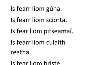 Gaeilge: Éadaí- Is Fearr Liom