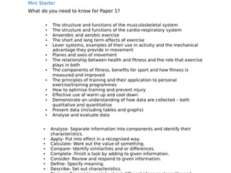 AQA GCSE PE Exam preparation (new specification)