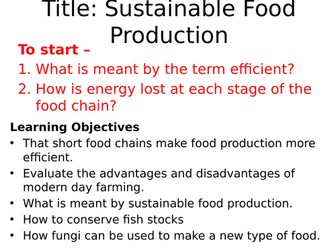 AQA Making food production efficient and sustainable