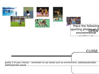 OCR GCSE PE Classification of Skill Worksheets x2 (environmental and difficulty skill continua)