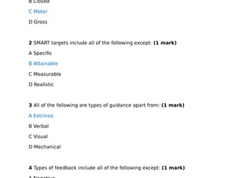 Mark scheme for Paper 2 workbook of exam questions for AQA 2018 GCSE PE