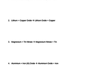 Displacement Reactions, Half Equations & Ionic Equations PP + WS