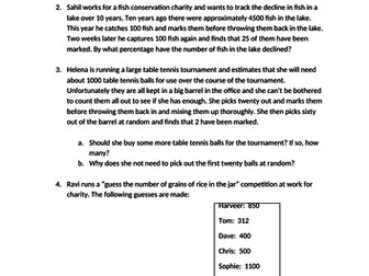 Petersen capture recapture worksheet