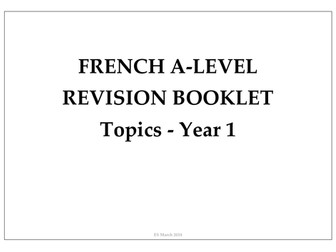 Revision Booklet for A Level / AS Level French oral  (Edexcel) Year 1