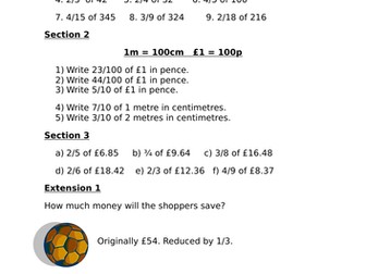 fractions of amounts