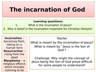 Christianity beliefs- The incarnation of God- GCSE AQA- 9-1