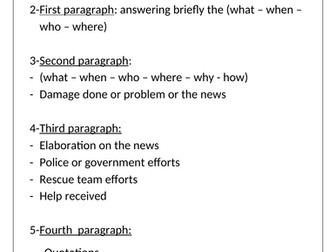 Newspaper Report/ Article Features, Structure and Success Criteria