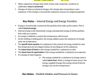 Particle Model of Matter 4.3 -  Key Notes  AQA GCSE