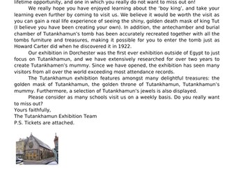 Persuasive letter using expanded noun phrases (year 4) Ancient Egypt