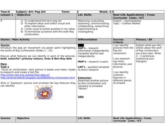 Pop Art Plans KS2