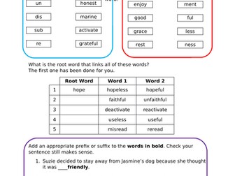Prefixes and Suffixes