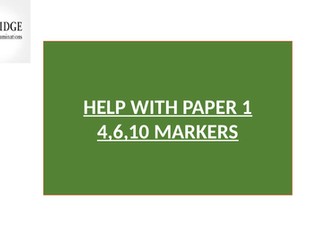 PAPER 1 CIE CAMBRIDGE 0470 EXAM HELP SUPPORT 4 6 10 MARKERS