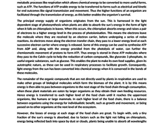 Full Mark A-Level Biology essay - How is energy transferred within and between organisms