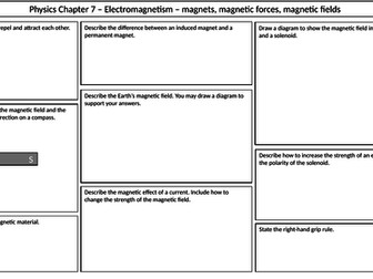 NEW AQA 2016 Trilogy Physics revision mat electromagnetism