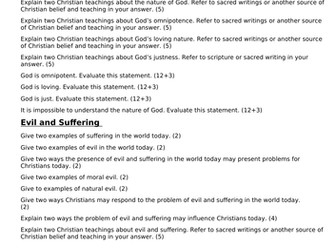 AQA Christianity Examination Questions *UPDATED 18**