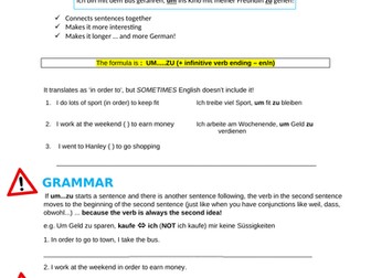 Complex structures - um.. zu, nicht... sondern, weil, denn, da, relative pronouns