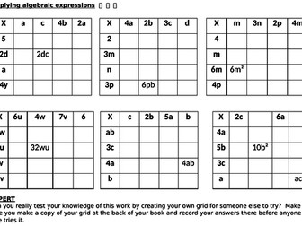 Multiplying algebraic terms practice