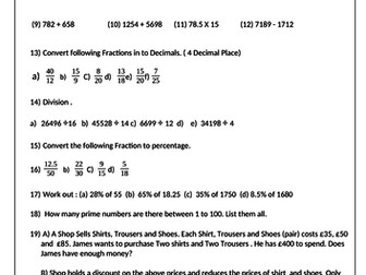 Maths Silver Questions