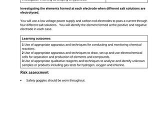AQA required practical for aqueous electrolysis and exam type questions