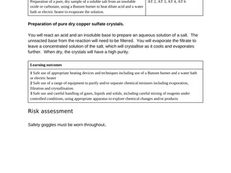 AQA required practical making salts plus HSW  and exam style questions