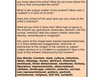 A level Artist research help sheet