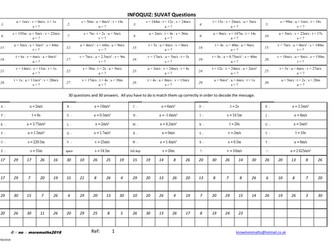 INFOQUIZ: SUVAT questions - mechanics - coded message